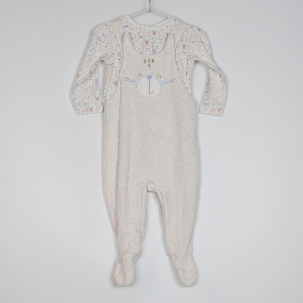 3-6M
Velour Dungaree Set