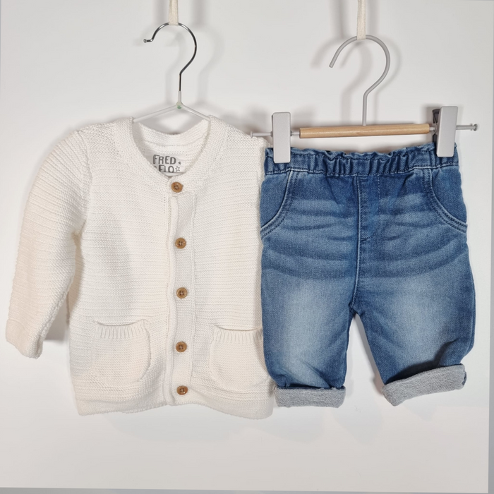 0-3M
Jeans & Cardi Set