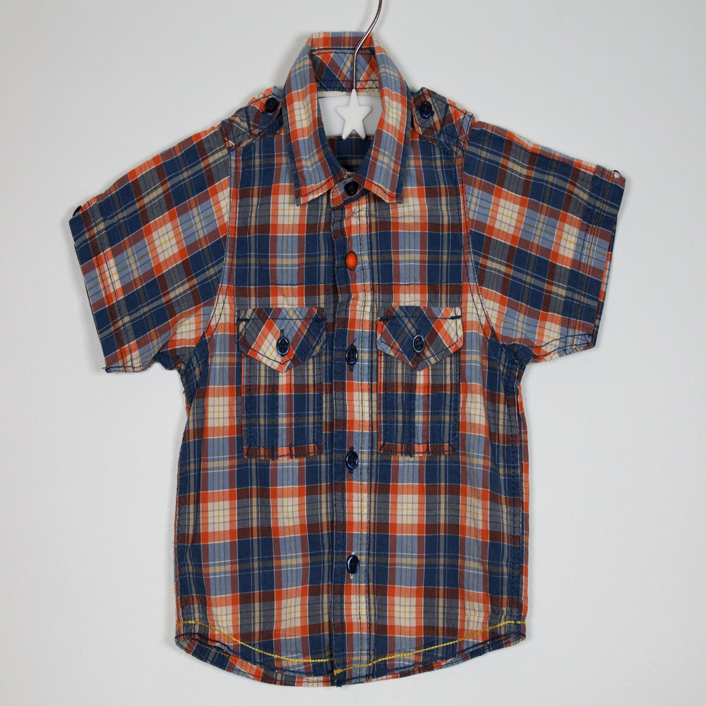 09-12M Orange Check Shirt