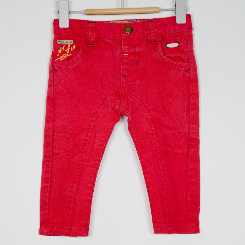 3-6M
Distressed Coral Jeans
