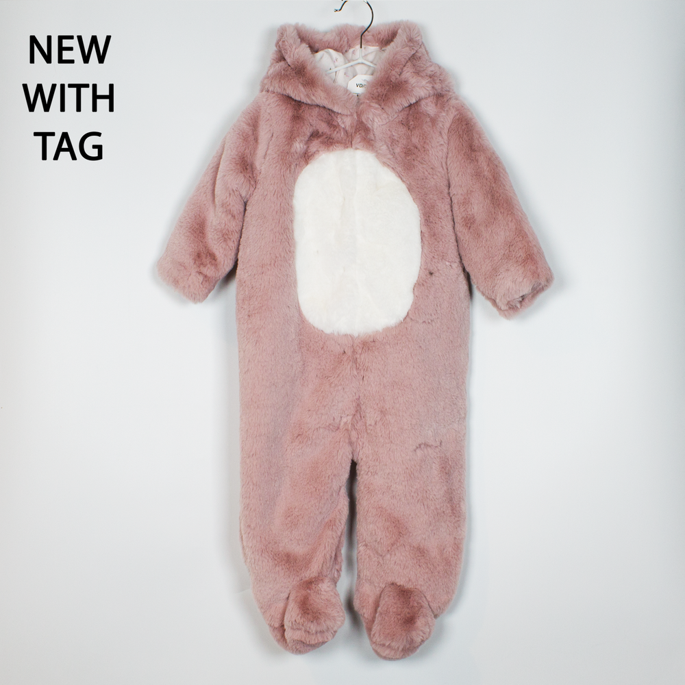 9-12M Fluffy Bunny Pramsuit — - Main Image