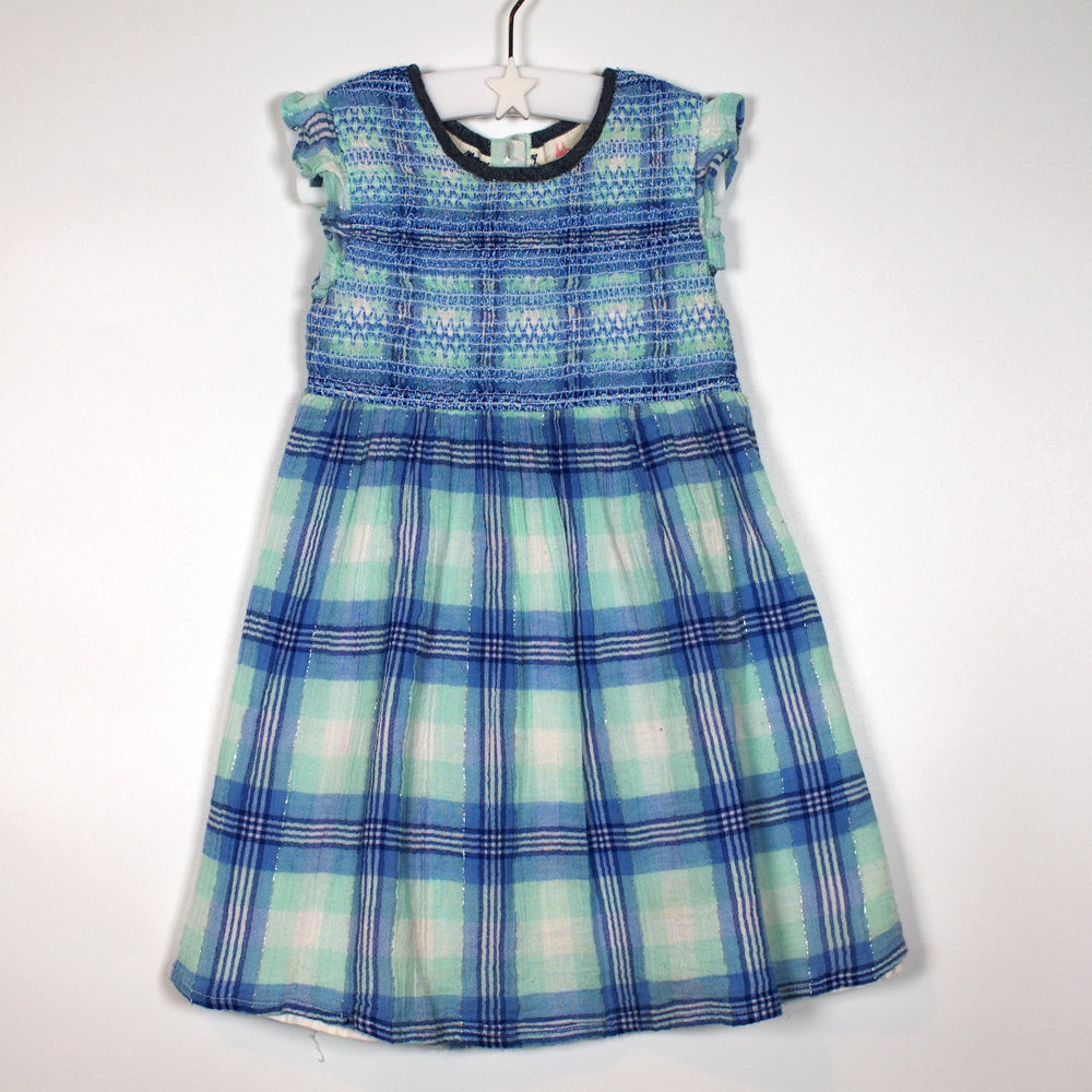 09-12M Green and Blue Check Dress